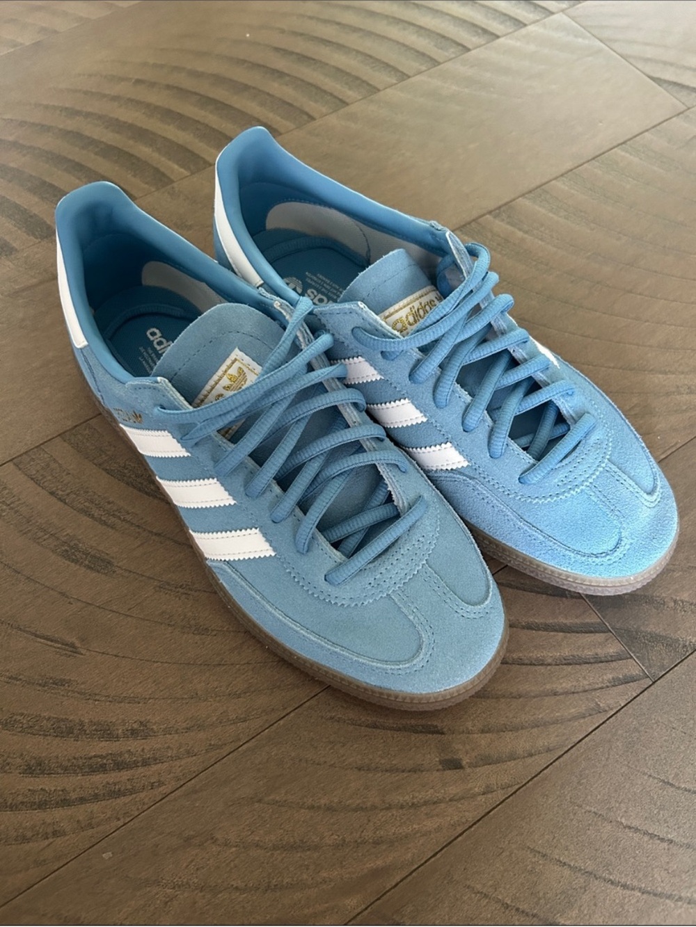 adidas Men’s Suede Sneakers in Light Blue with White Stripes